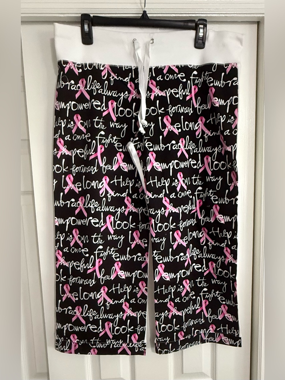 Nilla Shields Women’s Drawstring Crop Pants for Breast Cancer Awareness